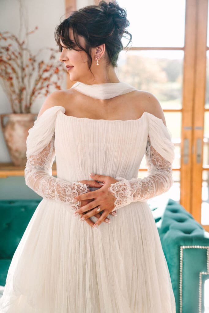 editorial photo of brides wedding dress details